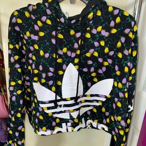 Adidas Floral Cropped Hoodie